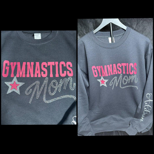 Personalized Gymnastics Mom Rhinestone Sweatshirt