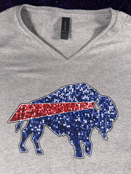 Faux Sequin Buffalo Pride Tee ✨🦬❤️💙