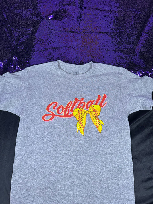 🥎 “Softball Sweetheart” Tee – Bow & Bold Edition