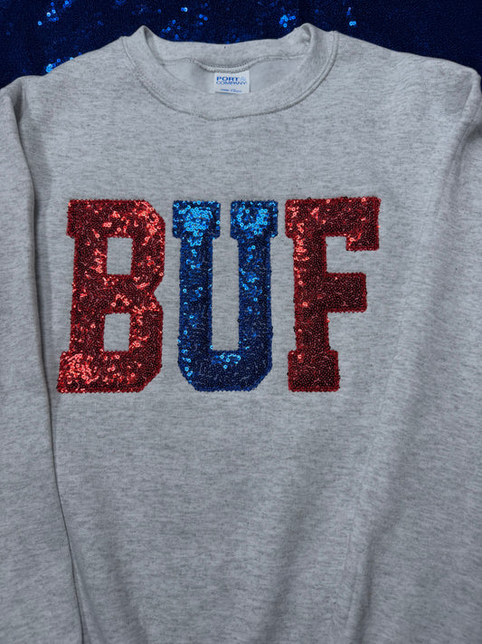 Buff Football - Sequin Embroidered - BUF Crewneck