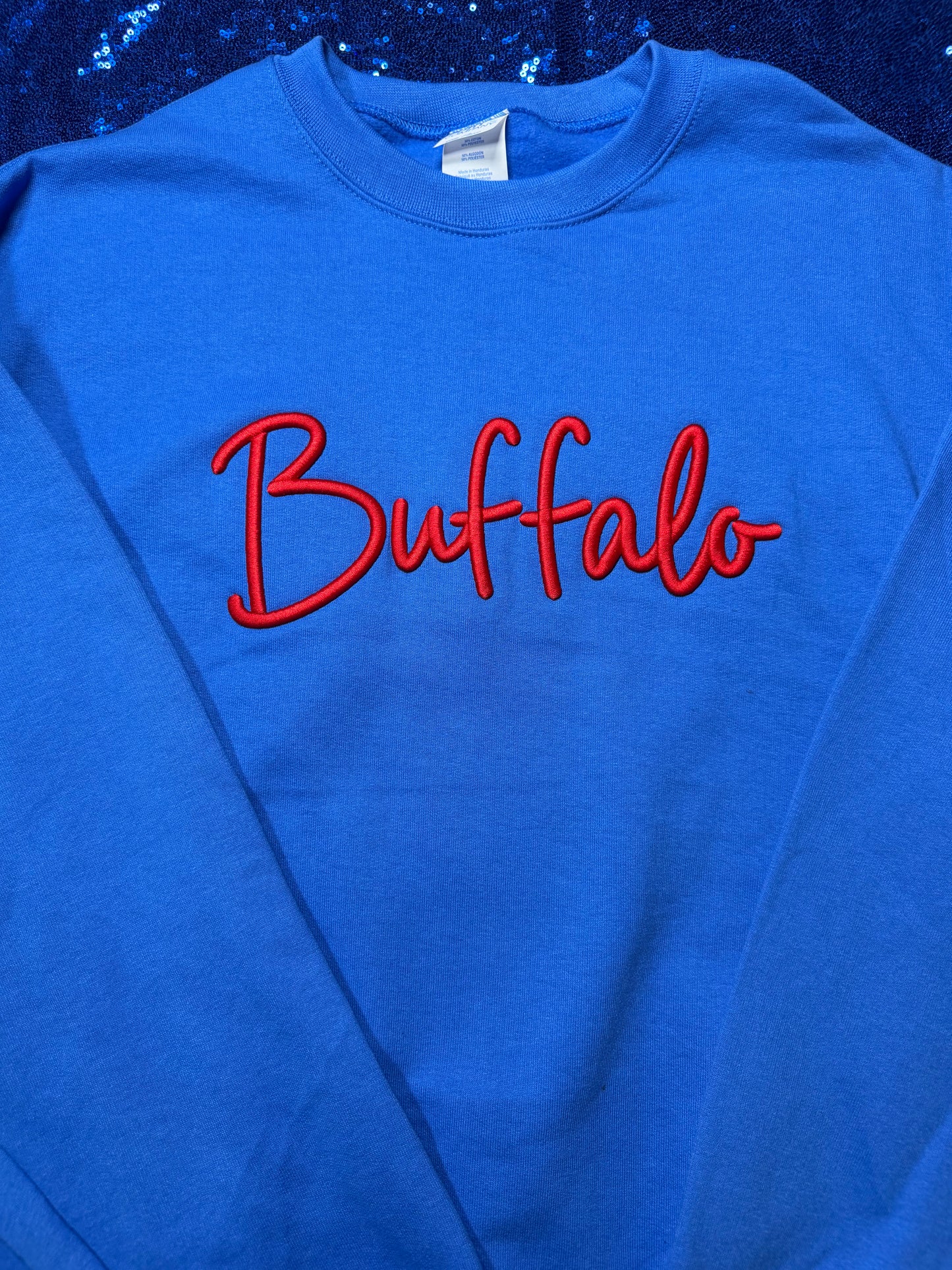 Buff Football - Embroidered - Buffalo Crewneck