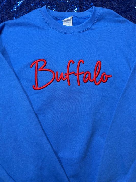 Buff Football - Embroidered - Buffalo Crewneck
